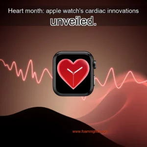Artistic representation for Heart month: apple watch's cardiac innovations unveiled.