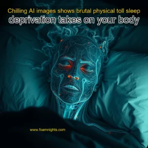 Artistic representation for Chilling AI images shows brutal physical toll sleep deprivation takes on your body