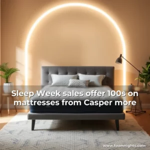 Artistic representation for Sleep Week sales offer 100s on mattresses from Casper more