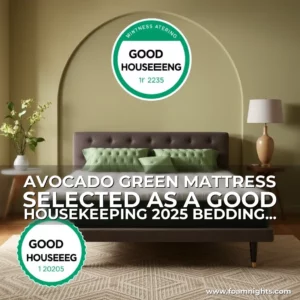 Artistic representation for AVOCADO GREEN MATTRESS SELECTED AS A GOOD HOUSEKEEPING 2025 BEDDING AWARD WINNER