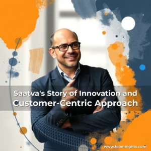Artistic representation for Saatva's Story of Innovation and Customer-Centric Approach